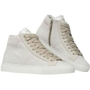 P448 Star White ZEBRA Embossed Leather High Tops Sneakers Sz 40,  $298